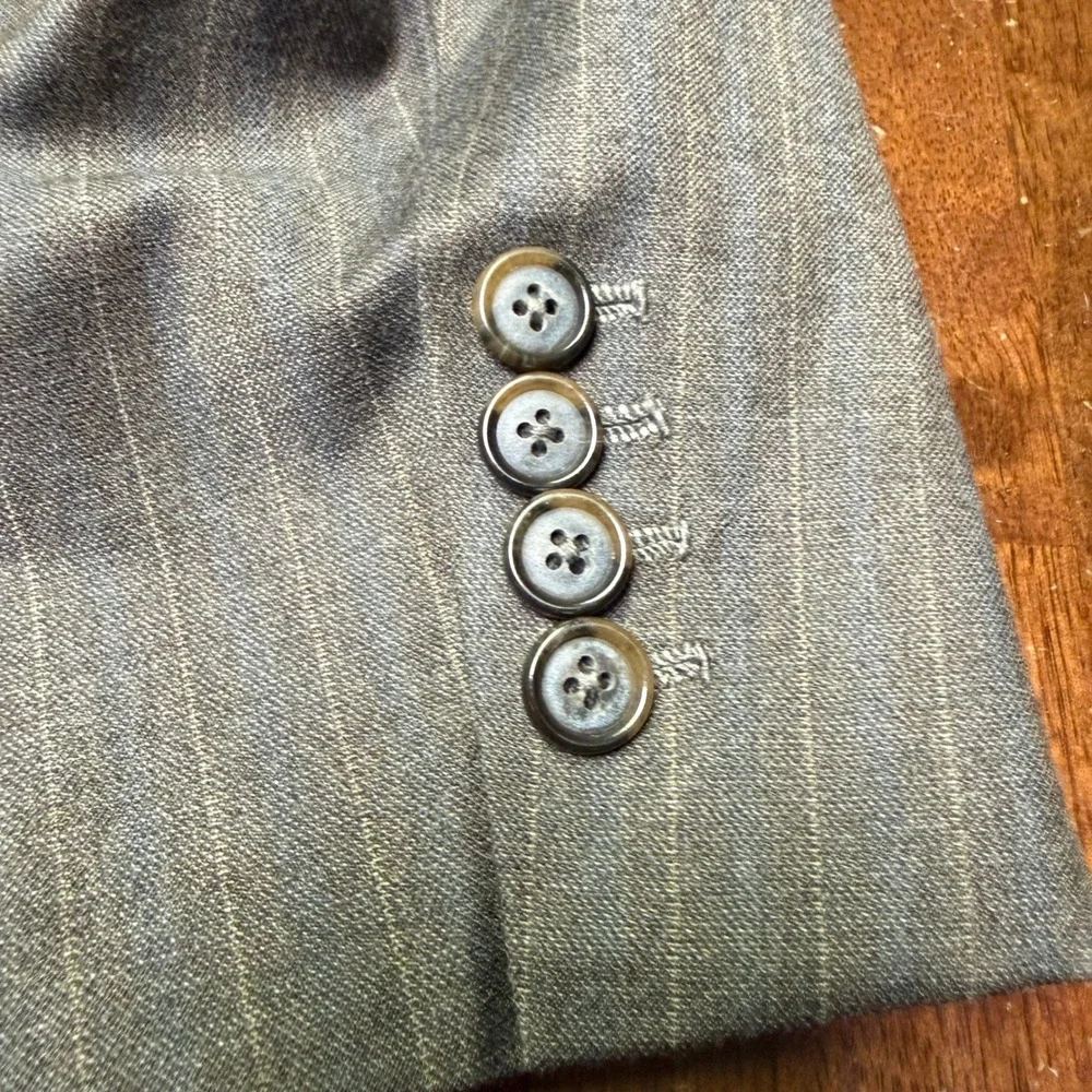 Marzoni Suit Mens 50 Gray Pinstripe Italian Wool Two Button Paisley Lining 40x34